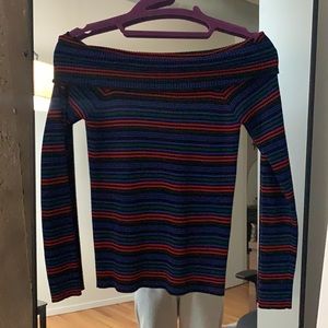 Fold over off the should knit top